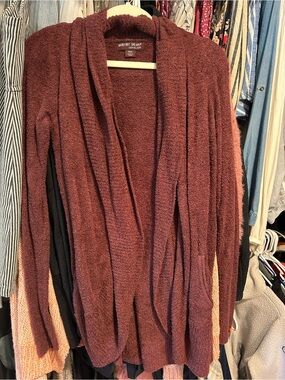 Barefoot Dreams Cozy Open-Front Cardigan in Burgundy/maroon size XS/S